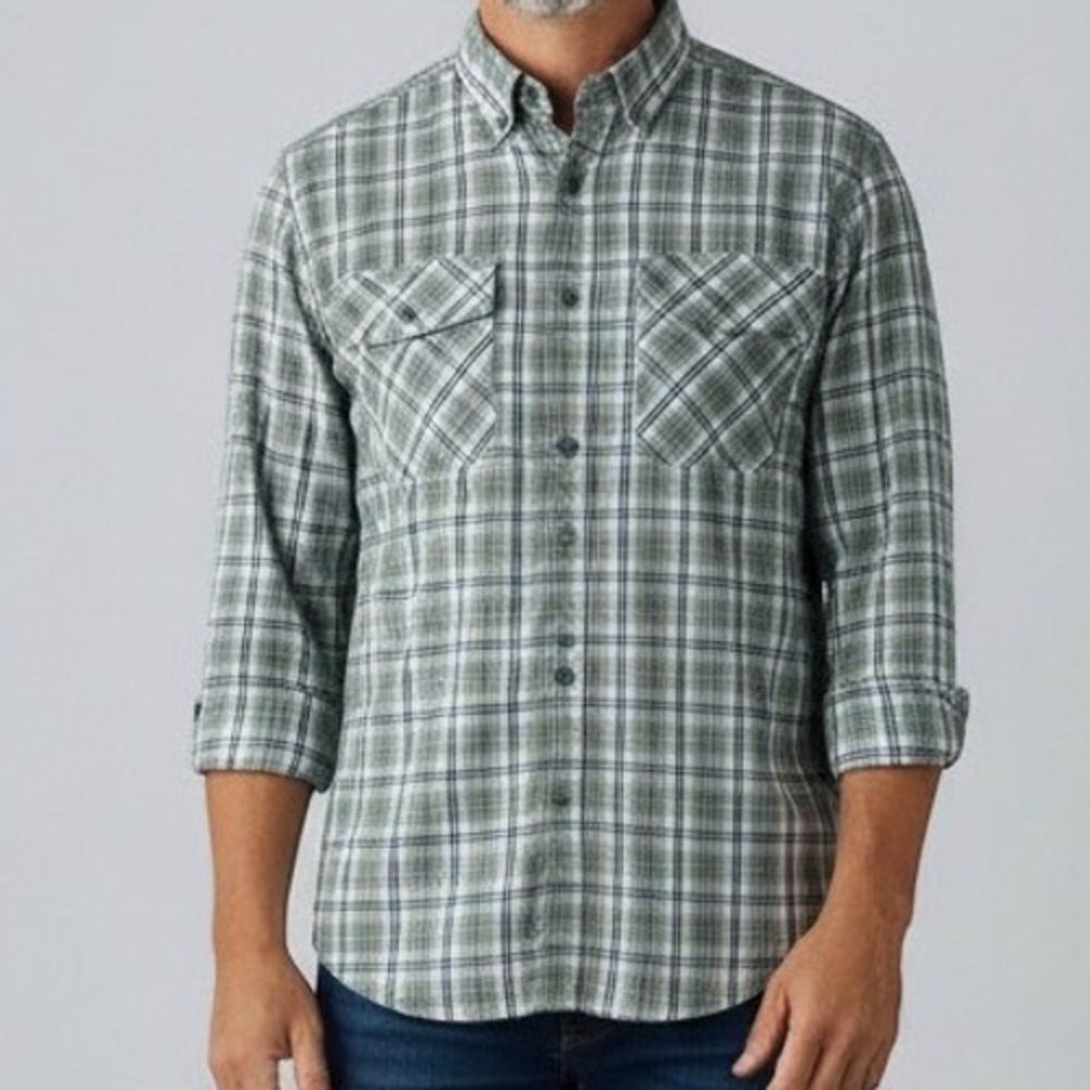 Columbia Insect Blocker Shirt Mens L Green Plaid Long Sleeve Hiking Outdoor